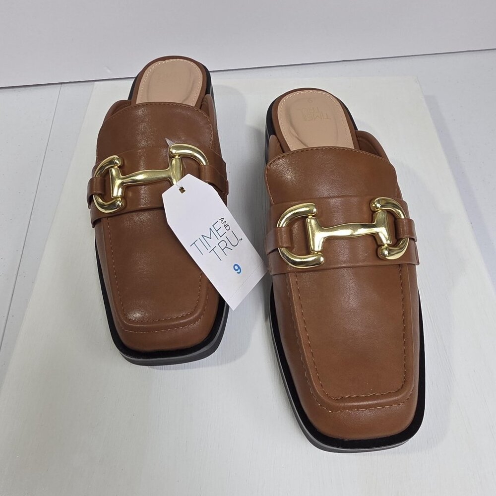 Time and Tru Shoes Womens Size 9 Brown Loafer Mule Memory Foam WMTT45AM124 - Picture 2 of 11